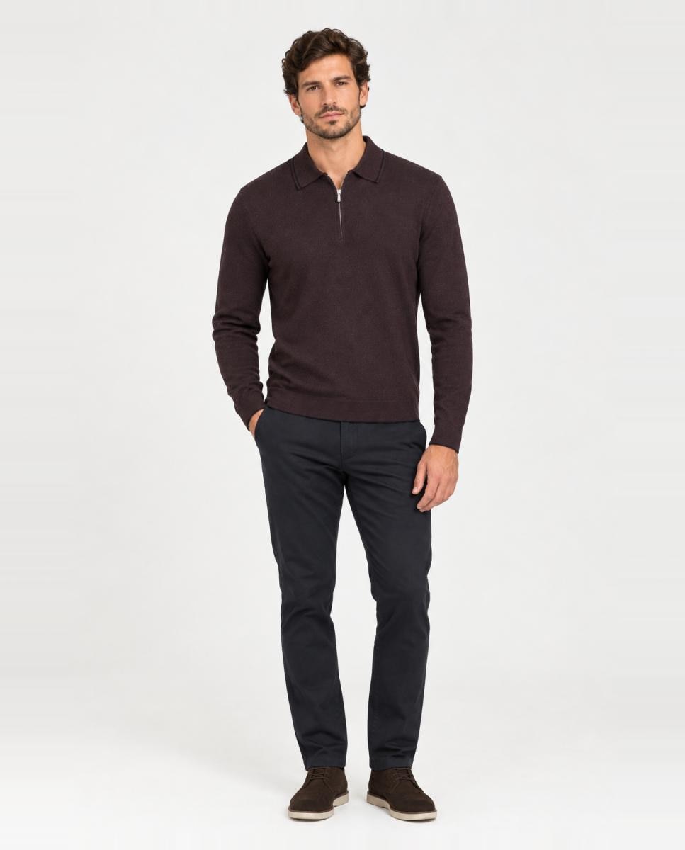 Polo de punto de hombre manga larga regular fit. - Only & Sons - Burdeos Burdeos-5