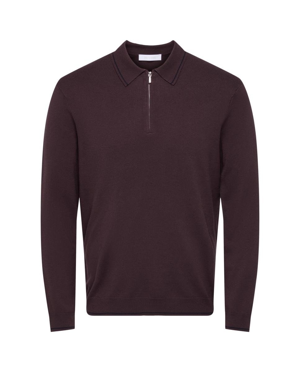 Polo de punto de hombre manga larga regular fit. - Only & Sons - Burdeos Burdeos-3