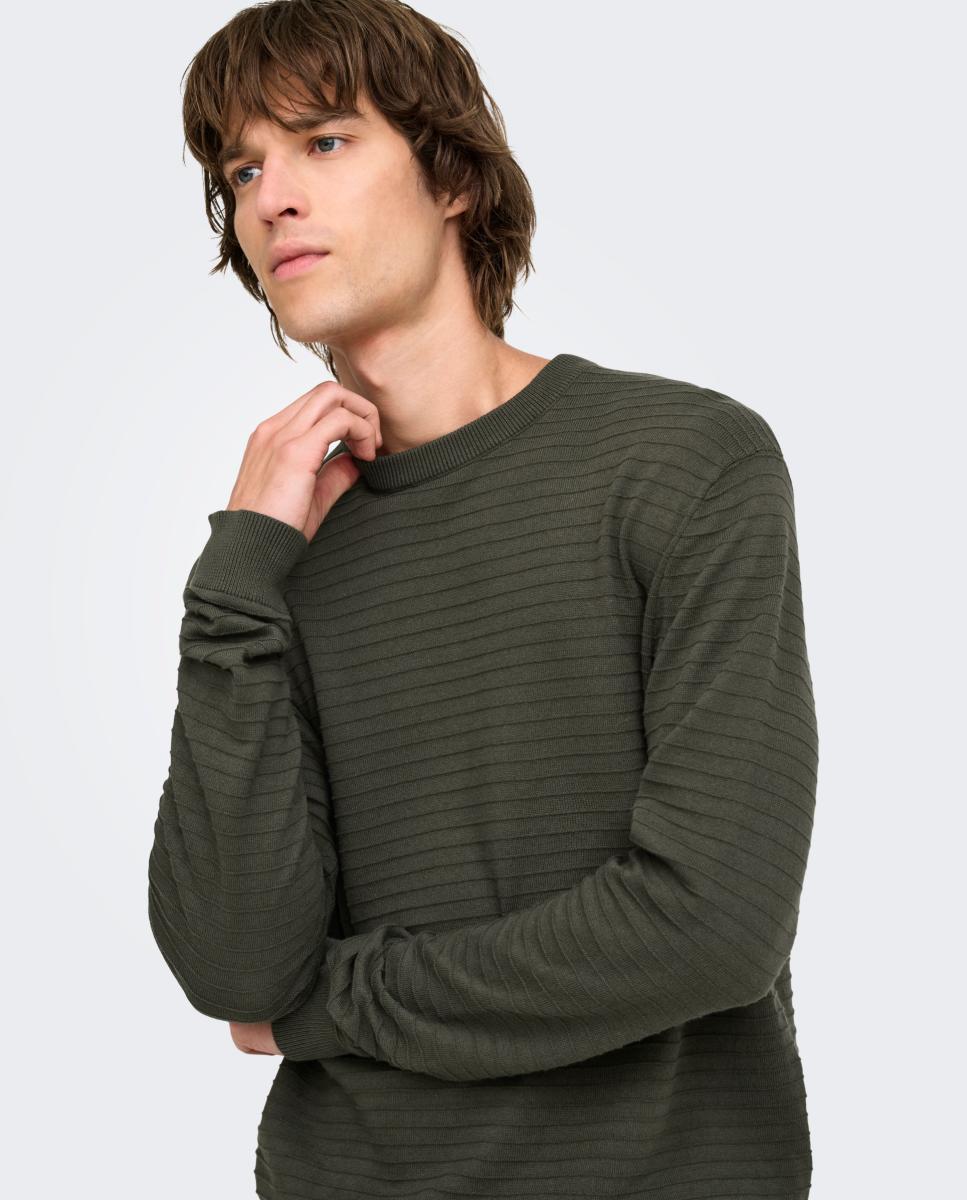 Jersey texturizado regular fit - Only & Sons - Gris Gris-3