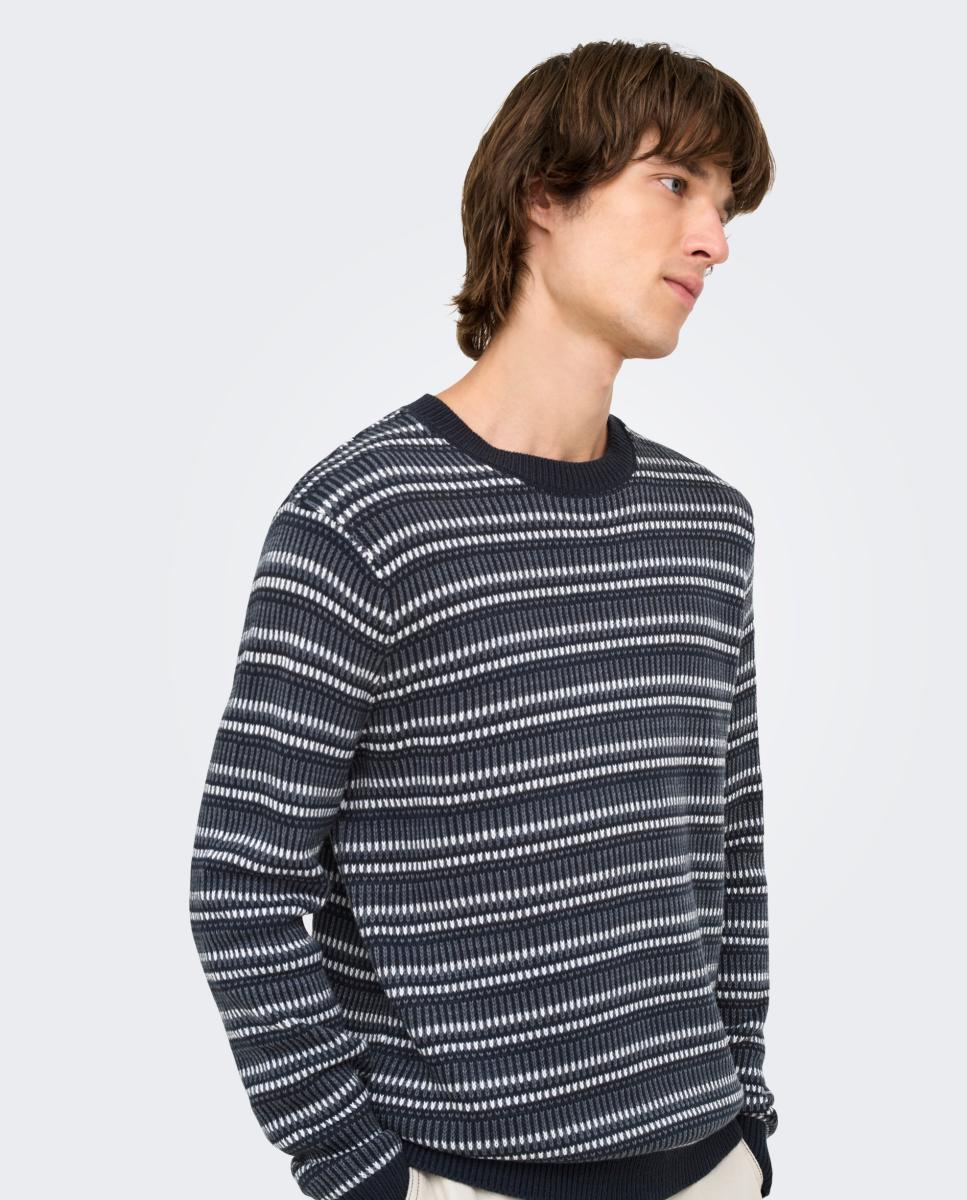 Camisola de Malha Texturizada Regular Fit Preto-3