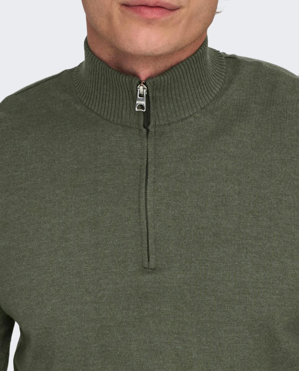 Imagen 4 de Jersey de hombre con cremallera hasta el pecho - Only & Sons - Verde Verde