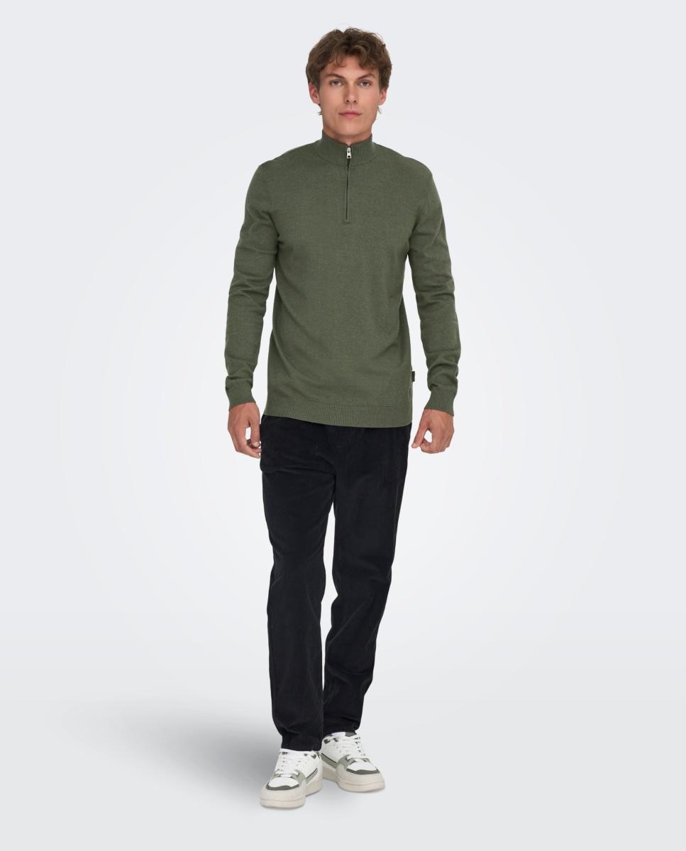 Imagen 7 de Jersey de hombre con cremallera hasta el pecho - Only & Sons - Verde Verde