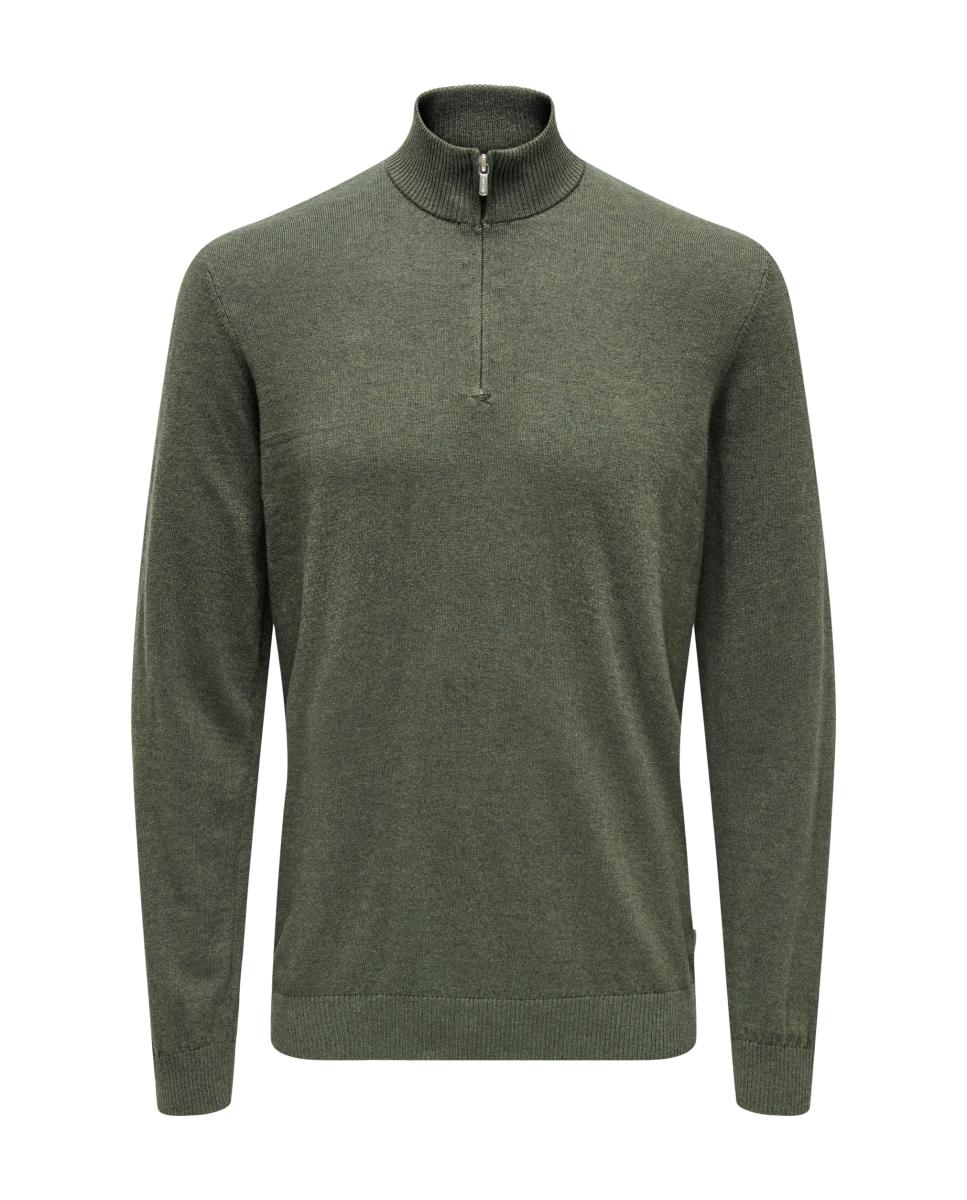 Imagen 5 de Jersey de hombre con cremallera hasta el pecho - Only & Sons - Verde Verde