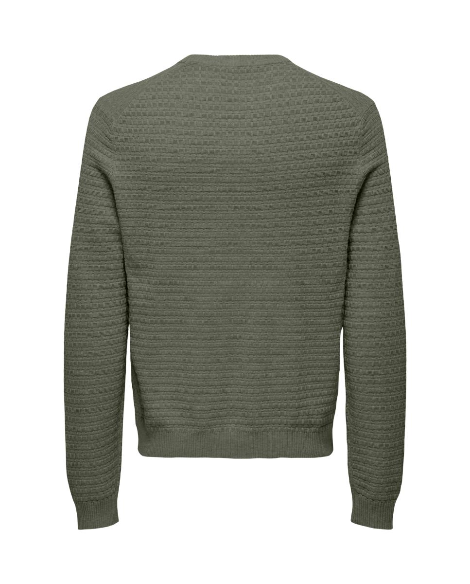 Jersey de hombre texturizado con cuello redondo - Only & Sons - Verde Verde-6
