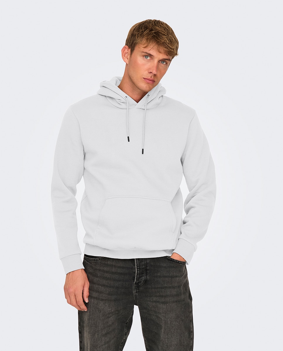 Sweatshirt de homem com capuz Cinzento-claro-1