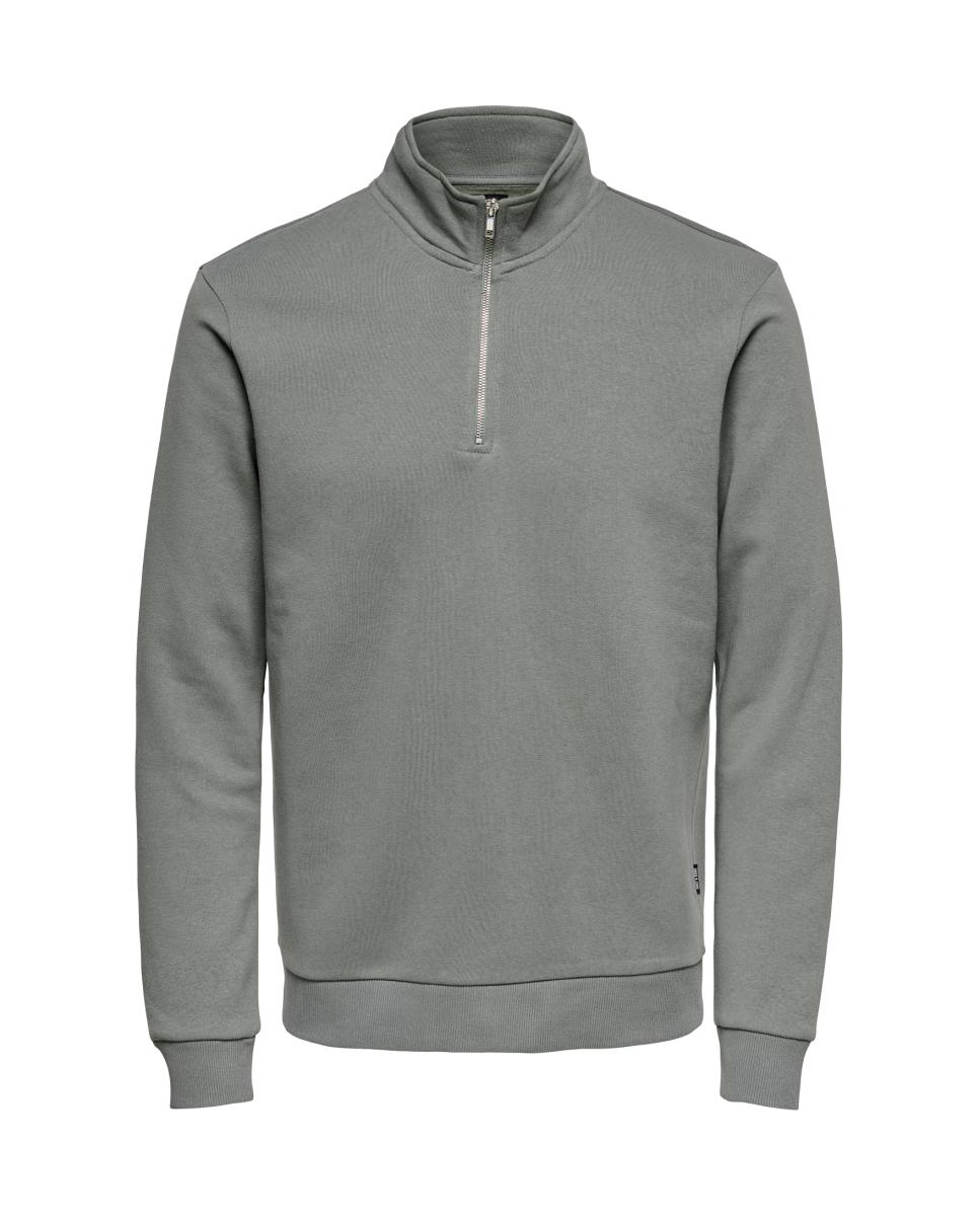 Sweatshirt Básica com Gola Alta Verde-3