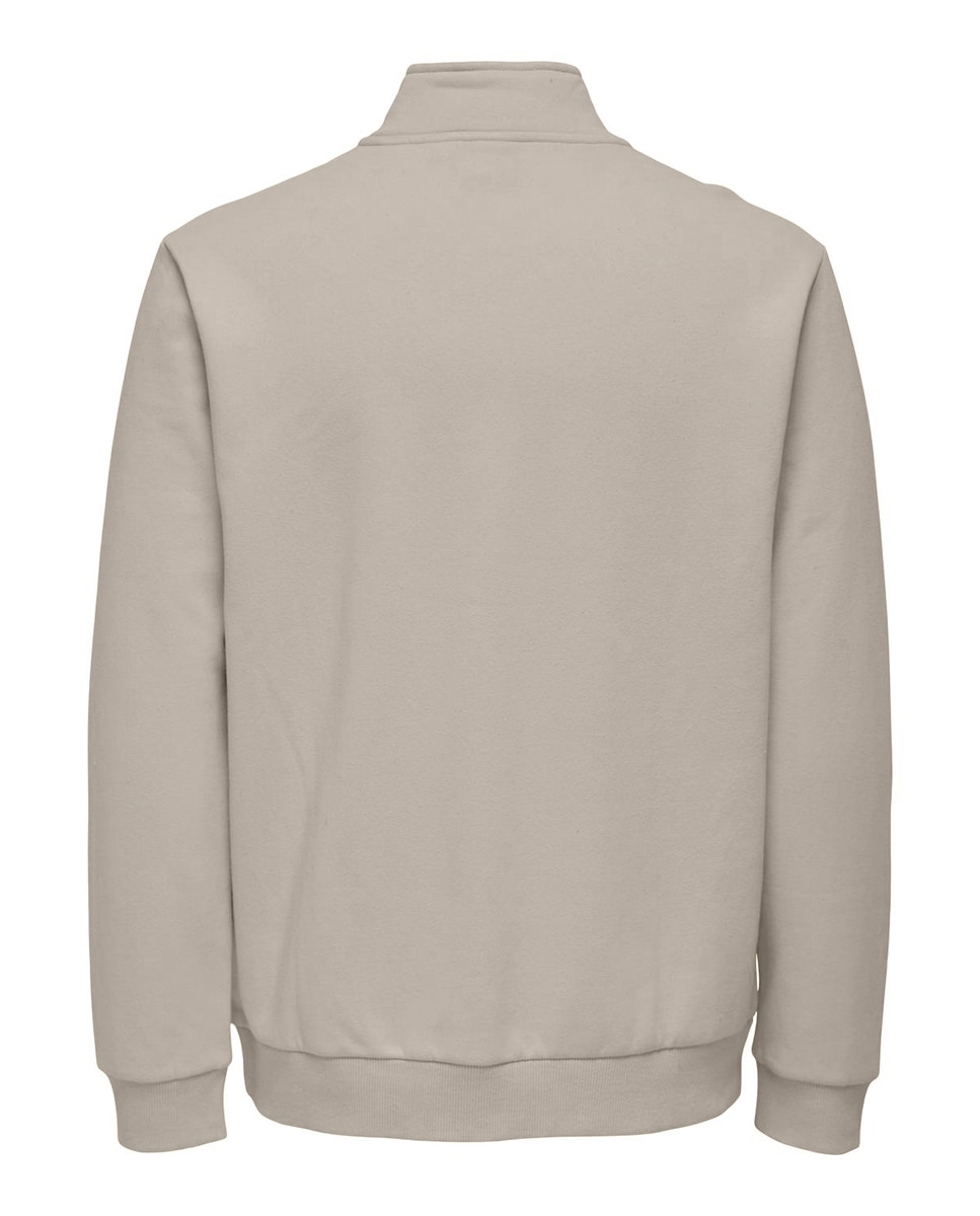 Sweatshirt Básica com Gola Alta Bege-5