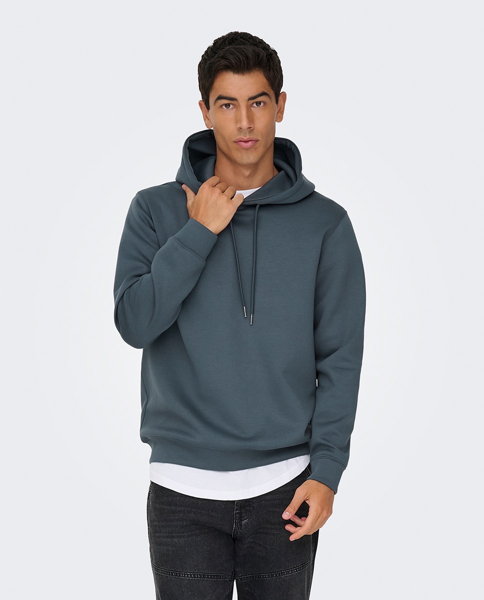 Sweatshirt de Bolso Canguru Regular Fit Azul-1