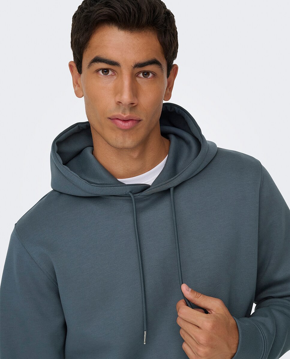 Sweatshirt de Bolso Canguru Regular Fit Azul-4