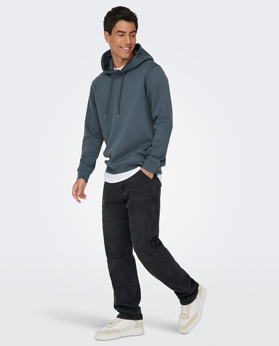 Sweatshirt de Bolso Canguru Regular Fit Azul-7