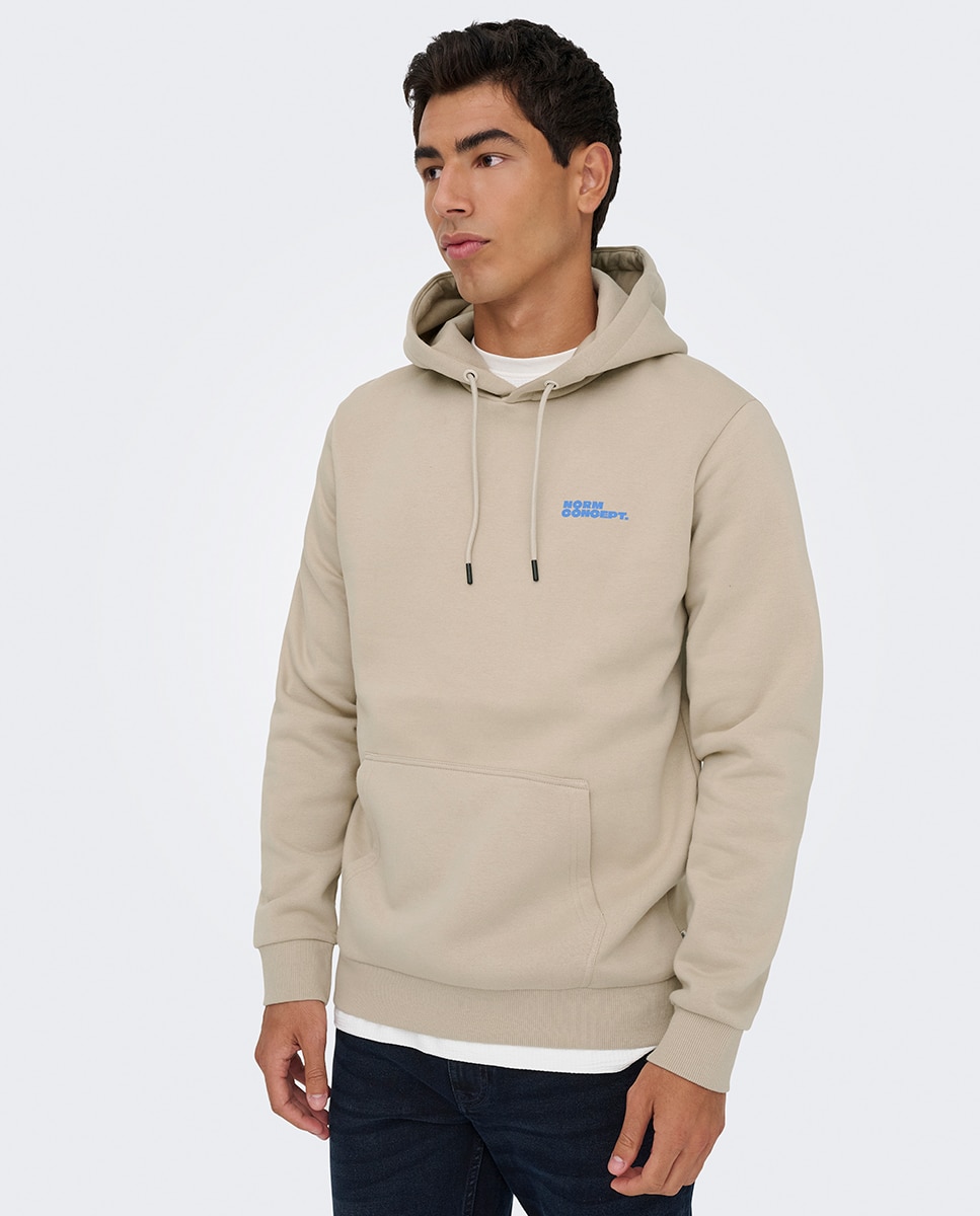 Sweatshirt Canguru Regular Fit Bege-1