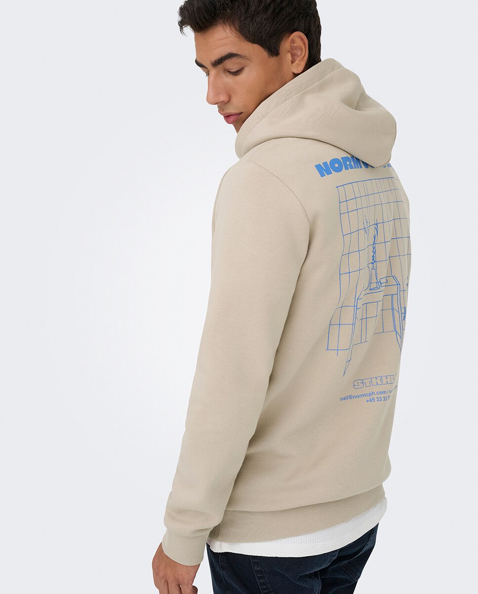 Sweatshirt Canguru Regular Fit Bege-2