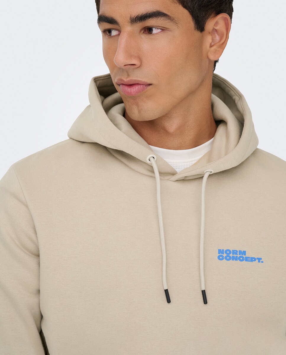 Sweatshirt Canguru Regular Fit Bege-3