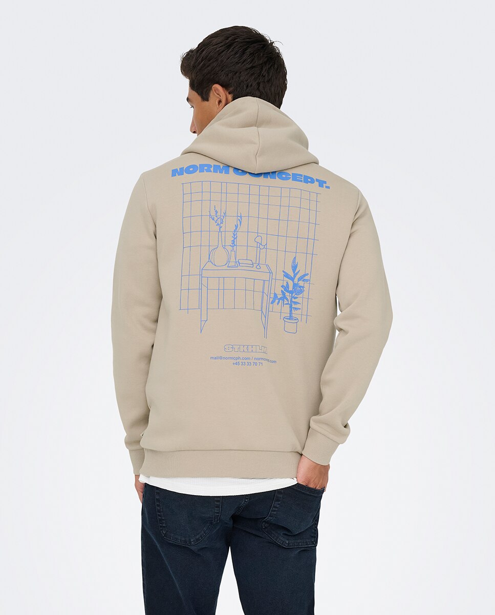 Sweatshirt Canguru Regular Fit Bege-4