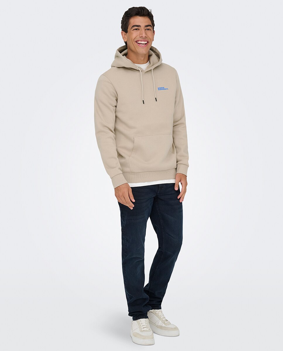 Sweatshirt Canguru Regular Fit Bege-7