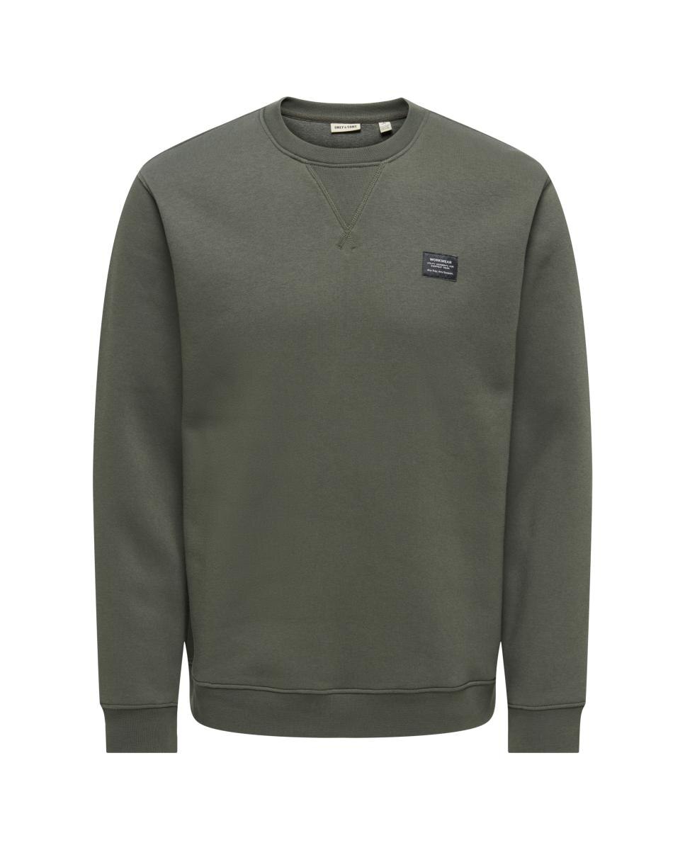 Sweatshirt Regular Fit com Gola Redonda Cinzento-3
