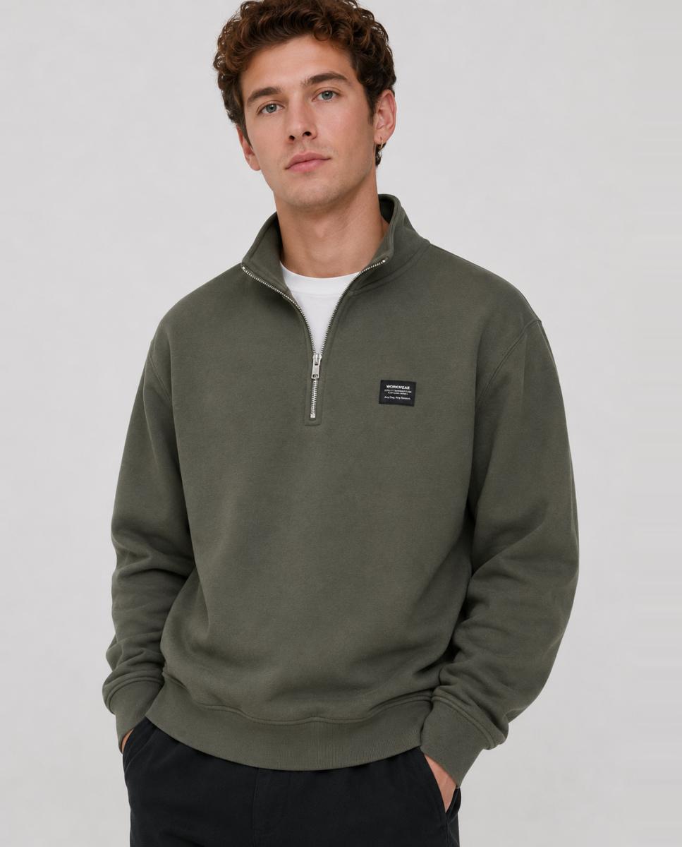 Sudadera de hombre con cremallera y detalle frontal - Only & Sons - Gris Gris-1