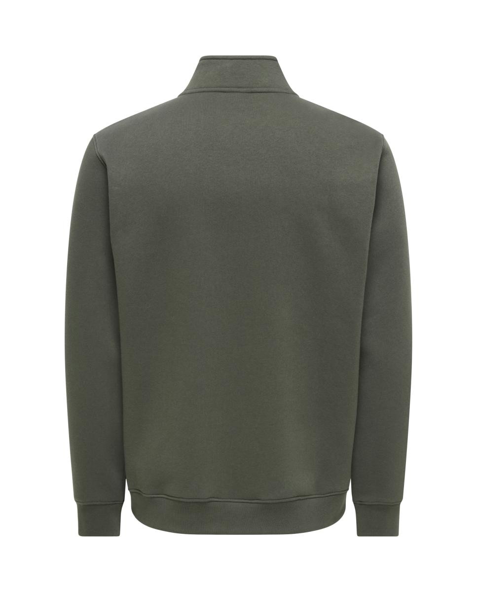 Sudadera de hombre con cremallera y detalle frontal - Only & Sons - Gris Gris-3