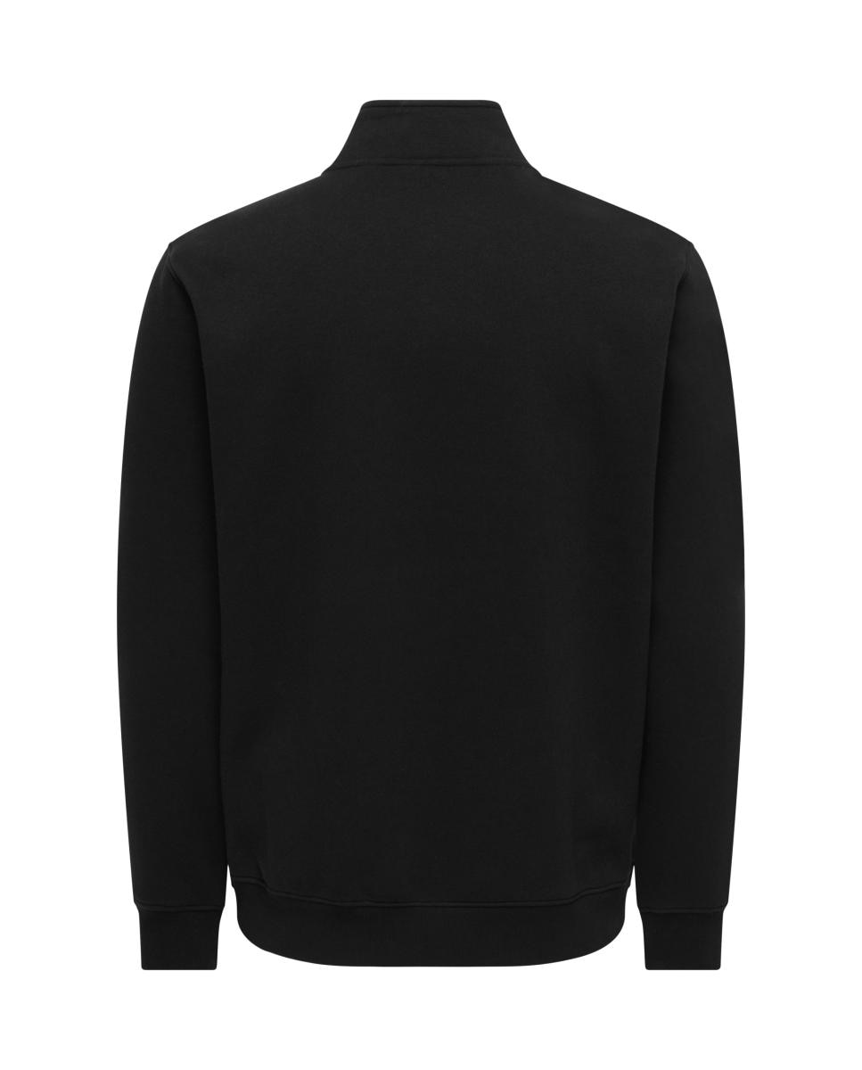 Sweatshirt com Fecho de Correr e Detalhe à Frente Preto-3