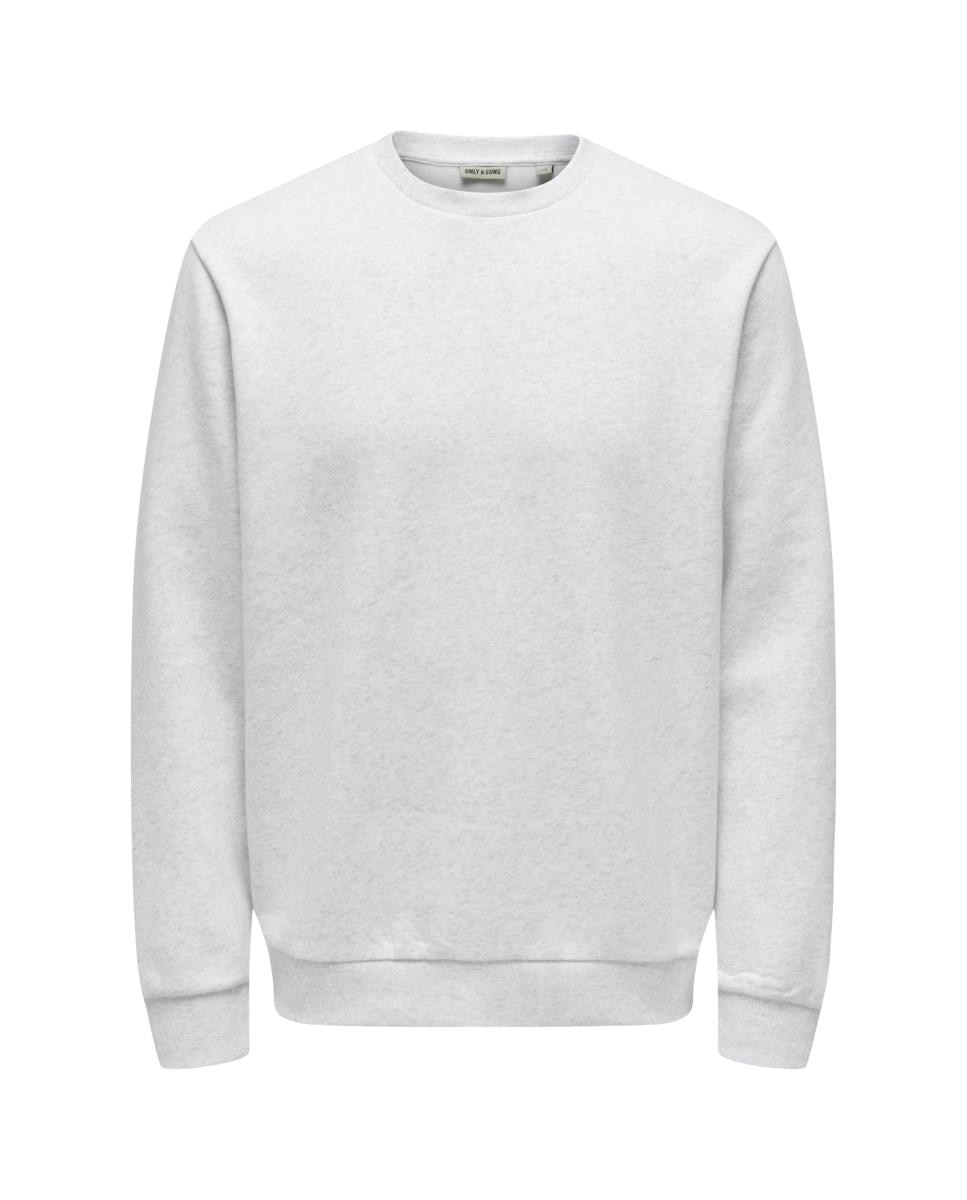 Sweatshirt de Homem Básica com Decote Redondo Cinzento-claro-3
