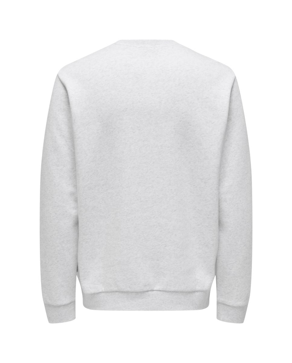 Sweatshirt de Homem Básica com Decote Redondo Cinzento-claro-4