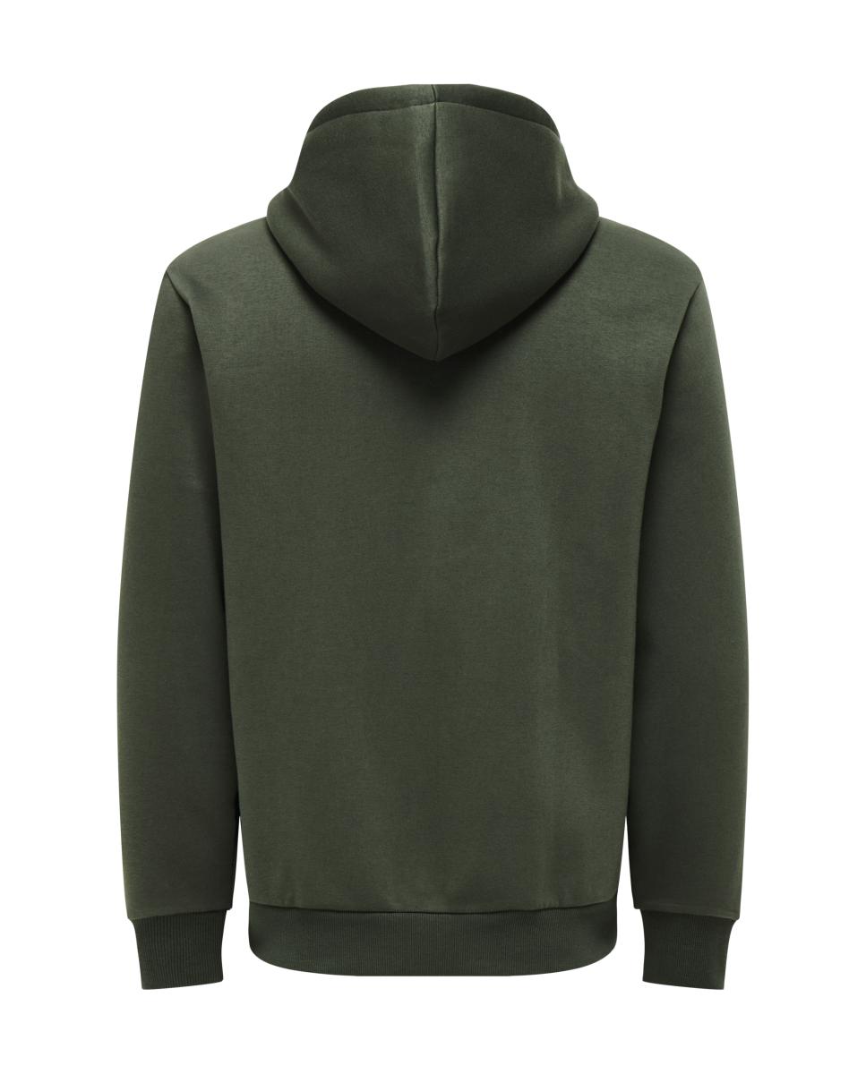 Sweatshirt com Capuz e Fecho de Correr Verde-escuro-4