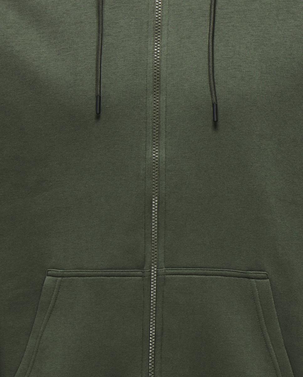 Sweatshirt com Capuz e Fecho de Correr Verde-escuro-5