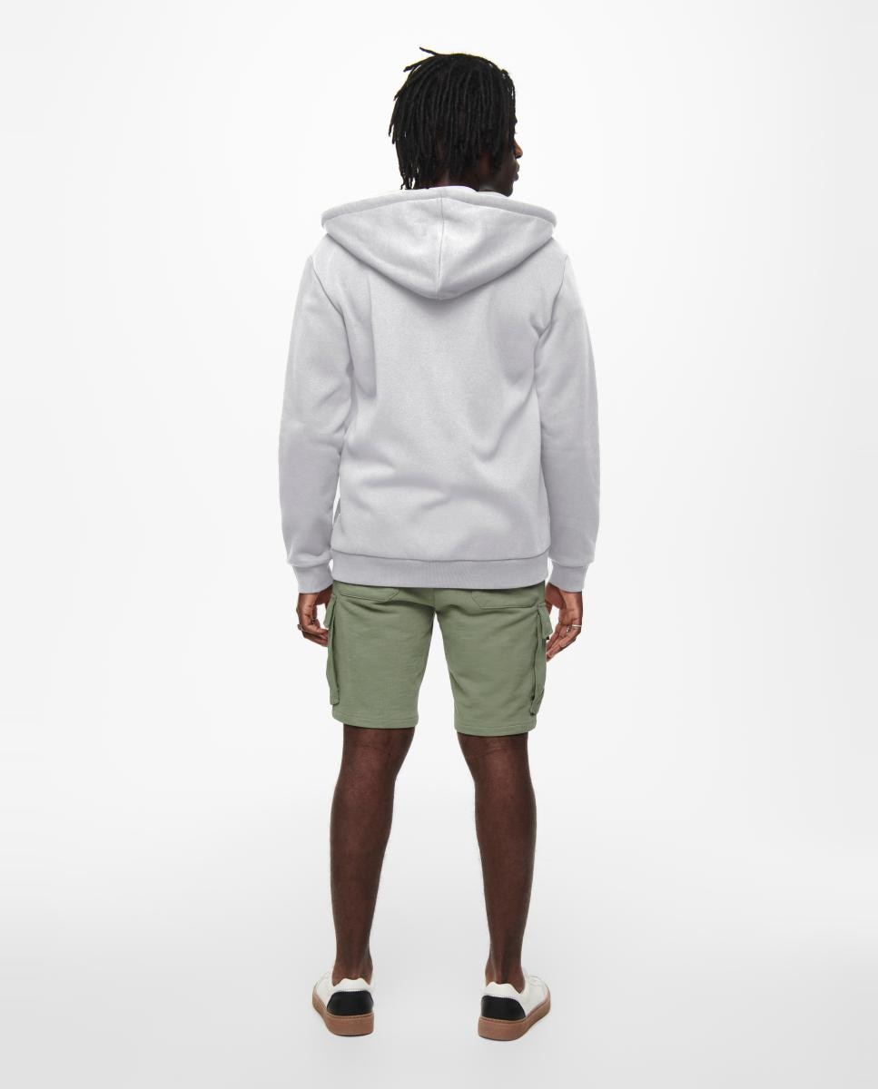Sweatshirt com Capuz e Fecho de Correr Cinzento-claro-2