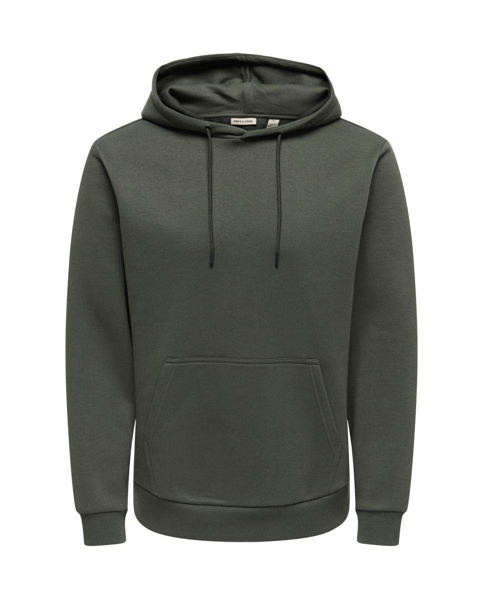 Sweatshirt de Homem Básica com Capuz Verde-escuro-3