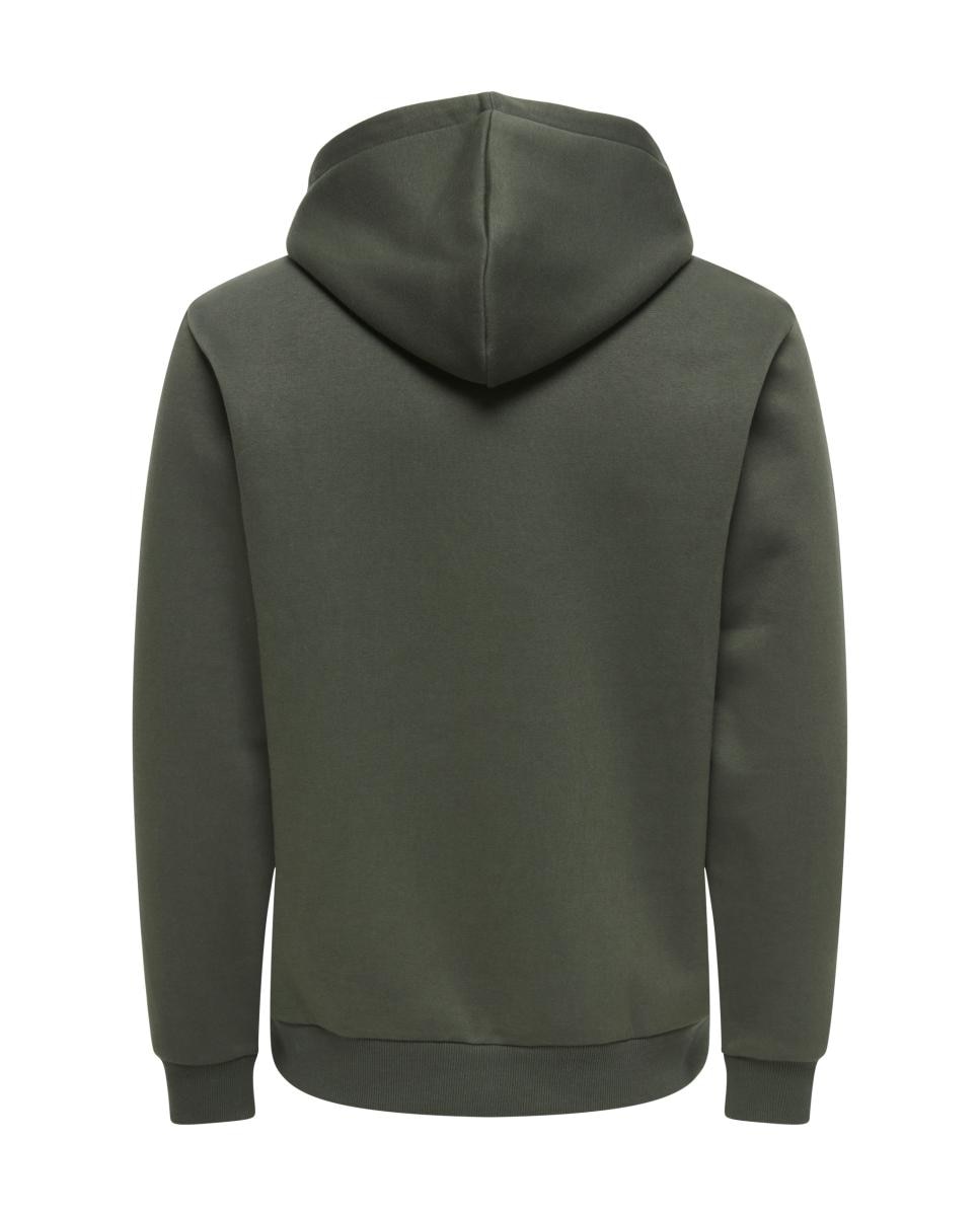 Sweatshirt de Homem Básica com Capuz Verde-escuro-4