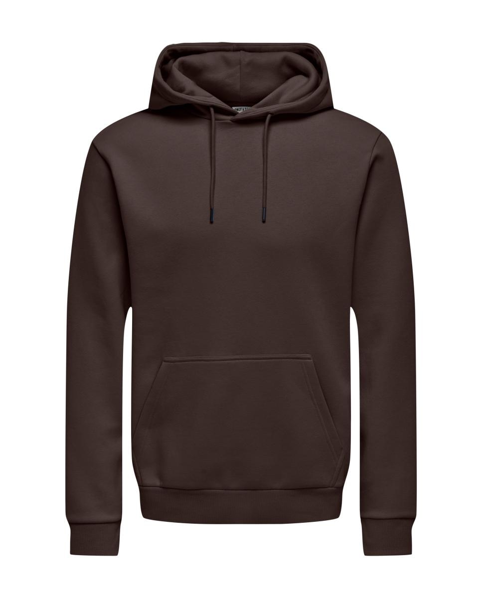 Sweatshirt de Homem Básica com Capuz Castanho-5