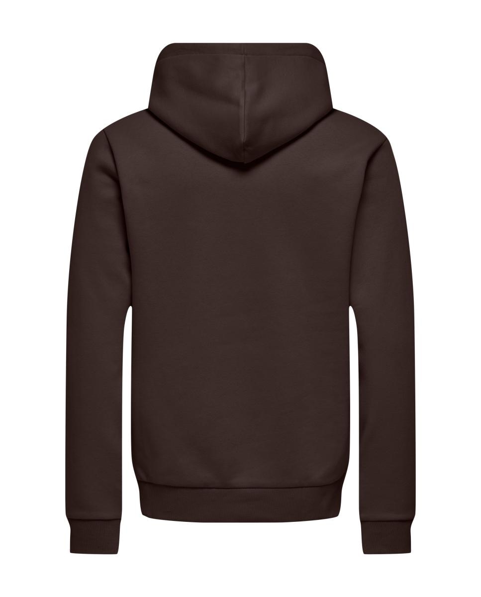 Sweatshirt de Homem Básica com Capuz Castanho-6