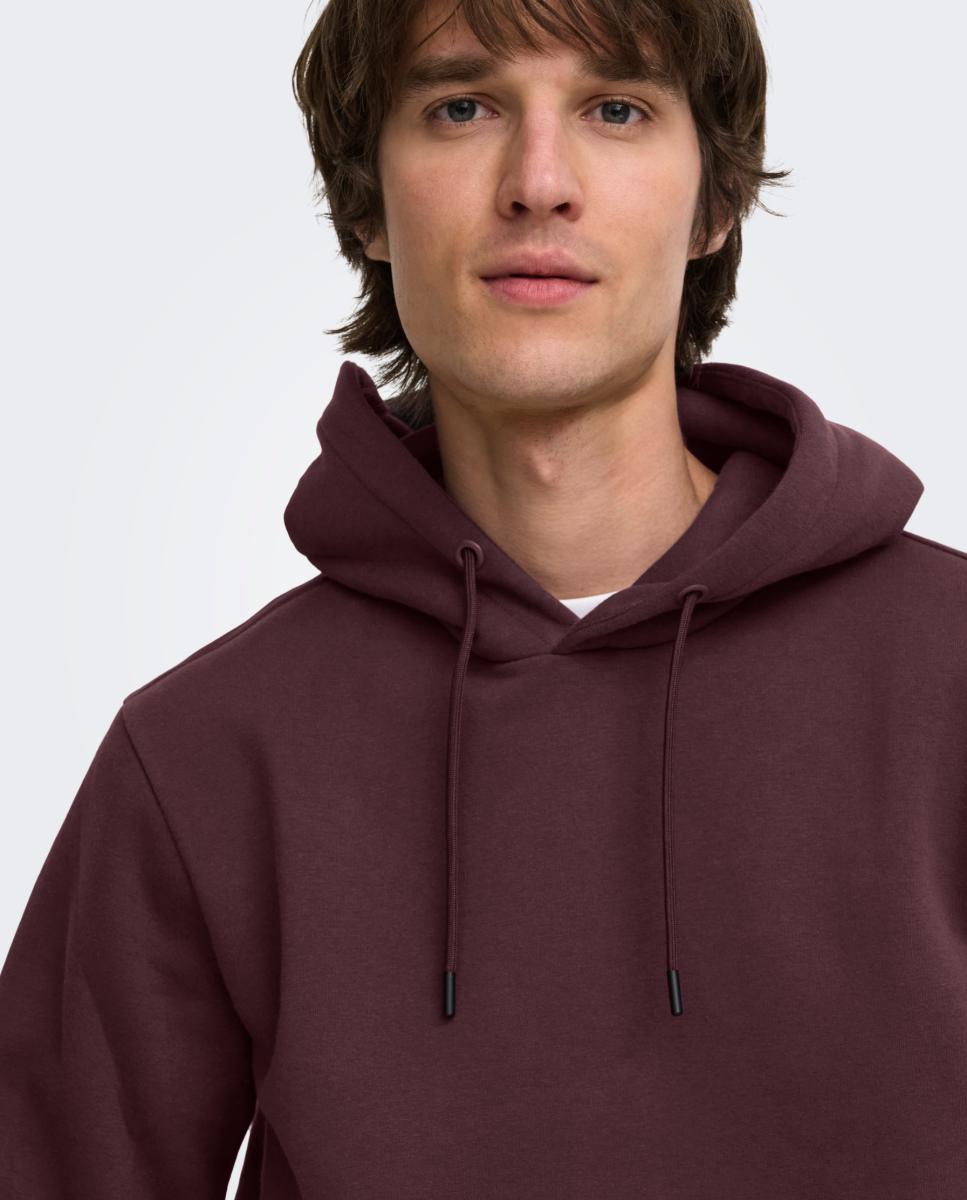 Sweatshirt de Homem Básica com Capuz Bordeaux-2