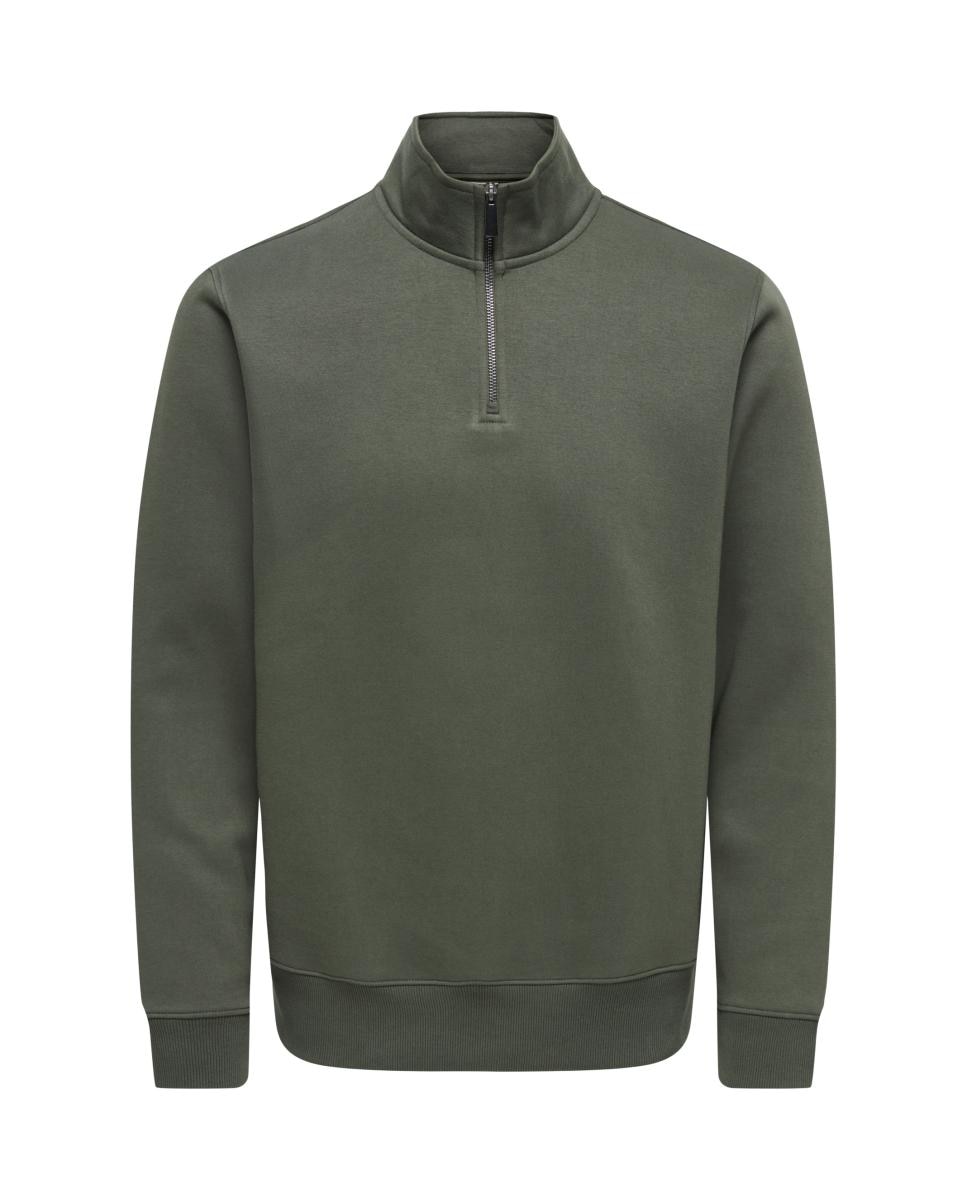 Sweatshirt Básica com Gola Alta Verde-escuro-4