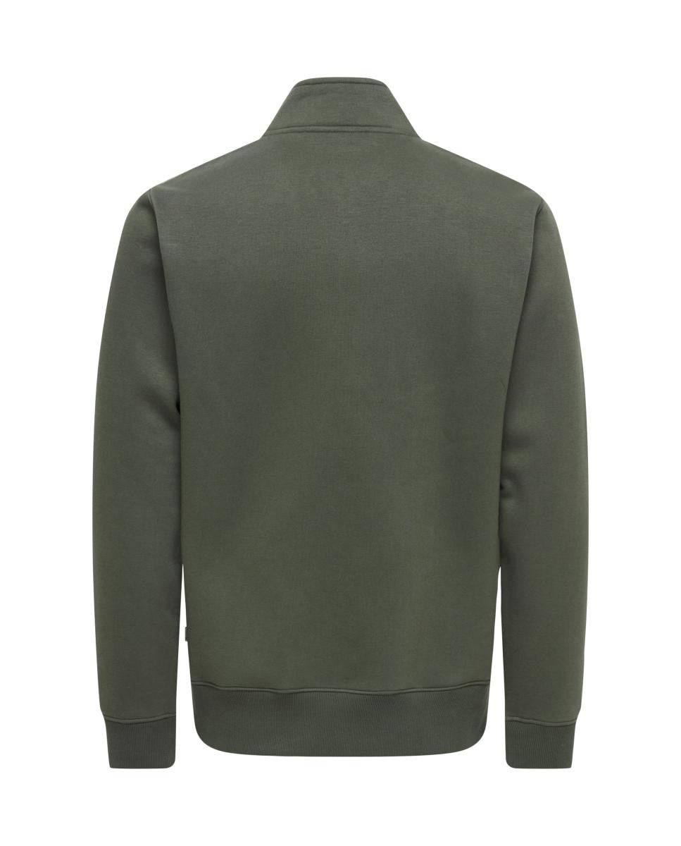 Sweatshirt Básica com Gola Alta Verde-escuro-5