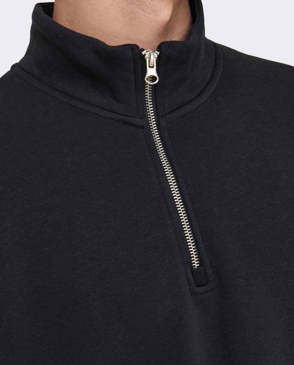 Sweatshirt Básica com Gola Alta Azul-marinho-2