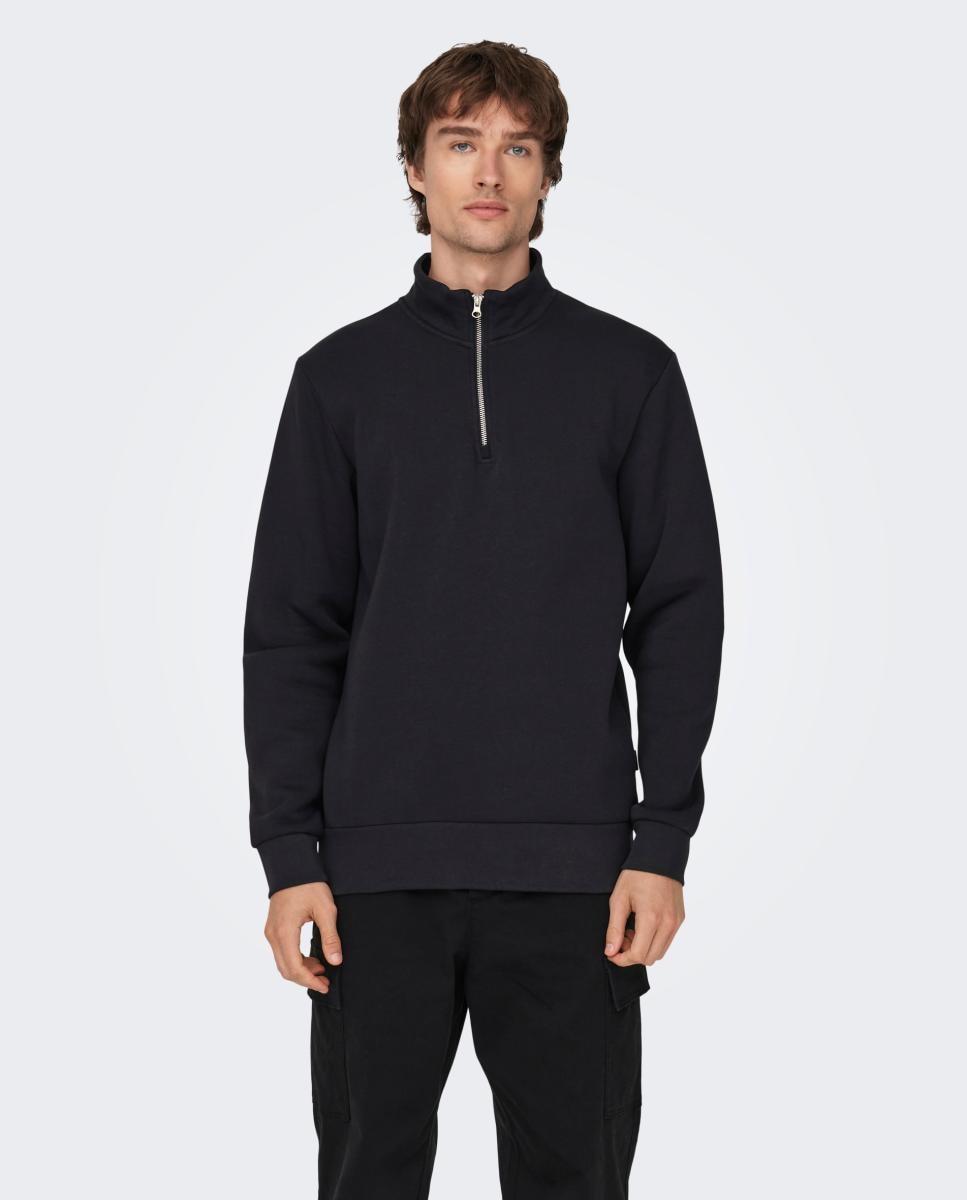 Sweatshirt Básica com Gola Alta Azul-marinho-3