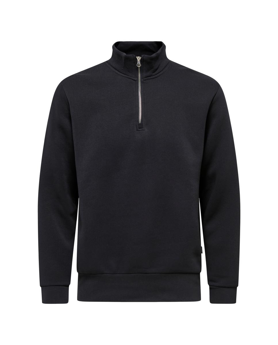 Sweatshirt Básica com Gola Alta Azul-marinho-4