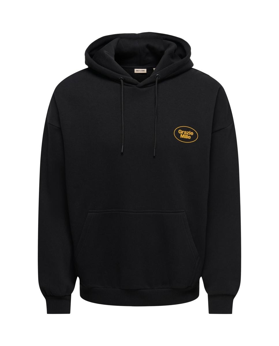 Sweatshirt com Capuz e Detalhe à Frente Preto-5