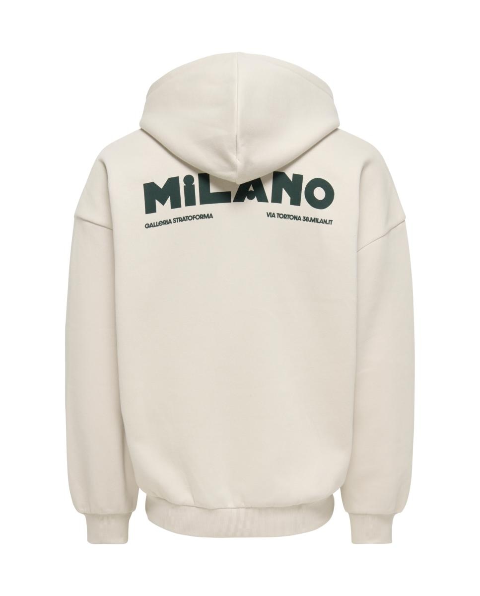 Sweatshirt com Capuz e Detalhe à Frente Bege-4