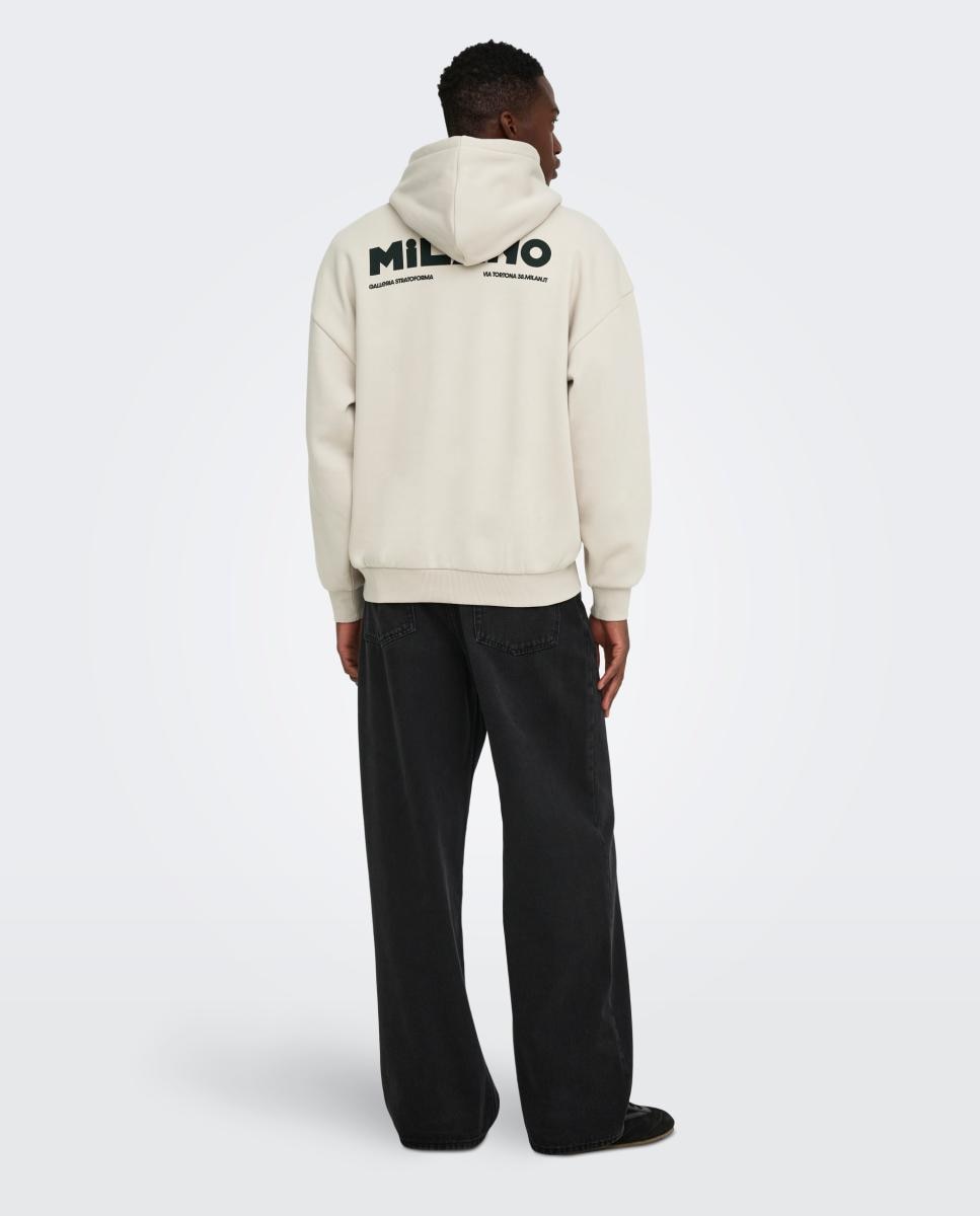 Sweatshirt com Capuz e Detalhe à Frente Bege-5
