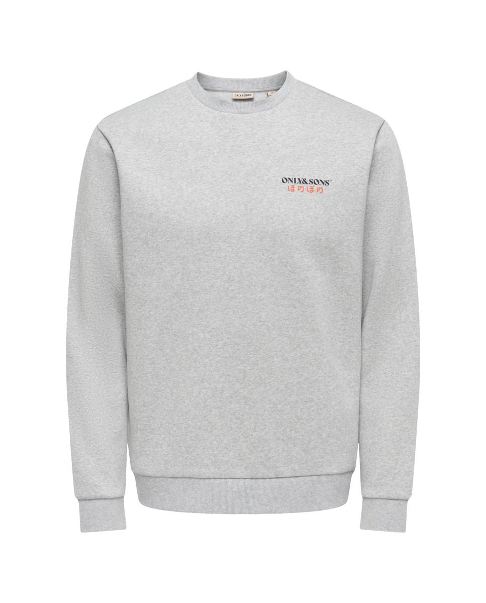 Sweatshirt de Homem com Gola Redonda e Estampado Traseiro Cinzento-3