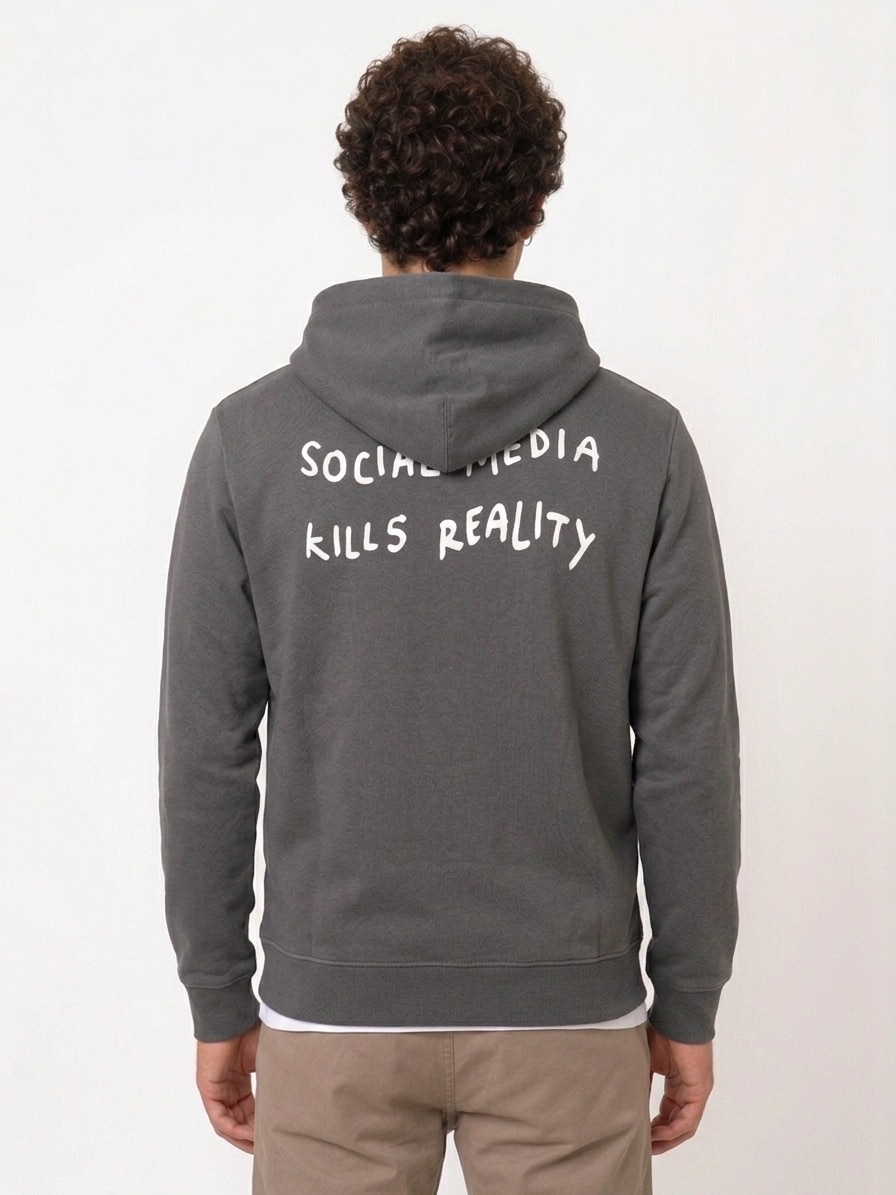 Sweatshirt com Capuz e Detalhe à Frente Cinzento-2