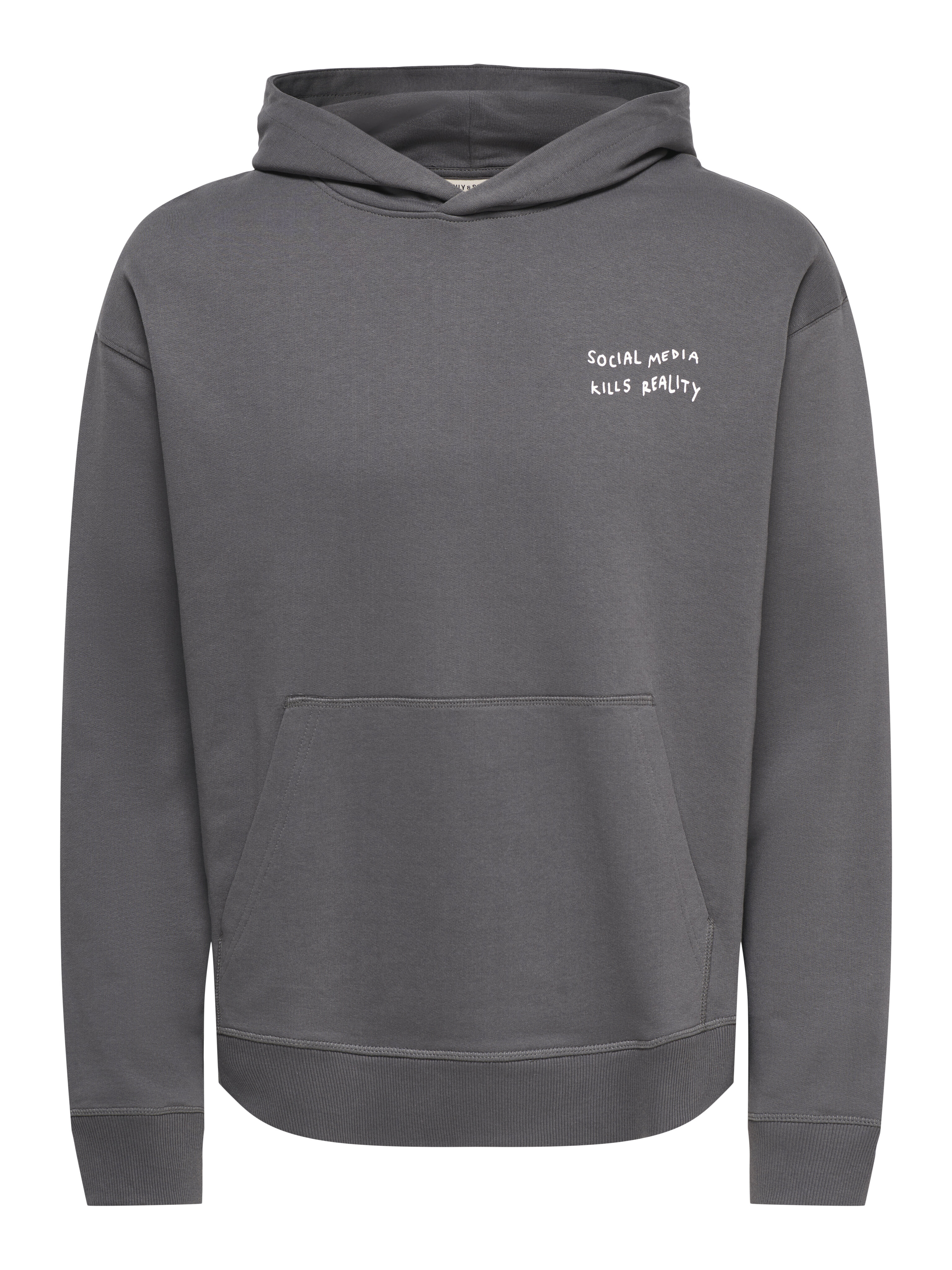 Sweatshirt com Capuz e Detalhe à Frente Cinzento-3