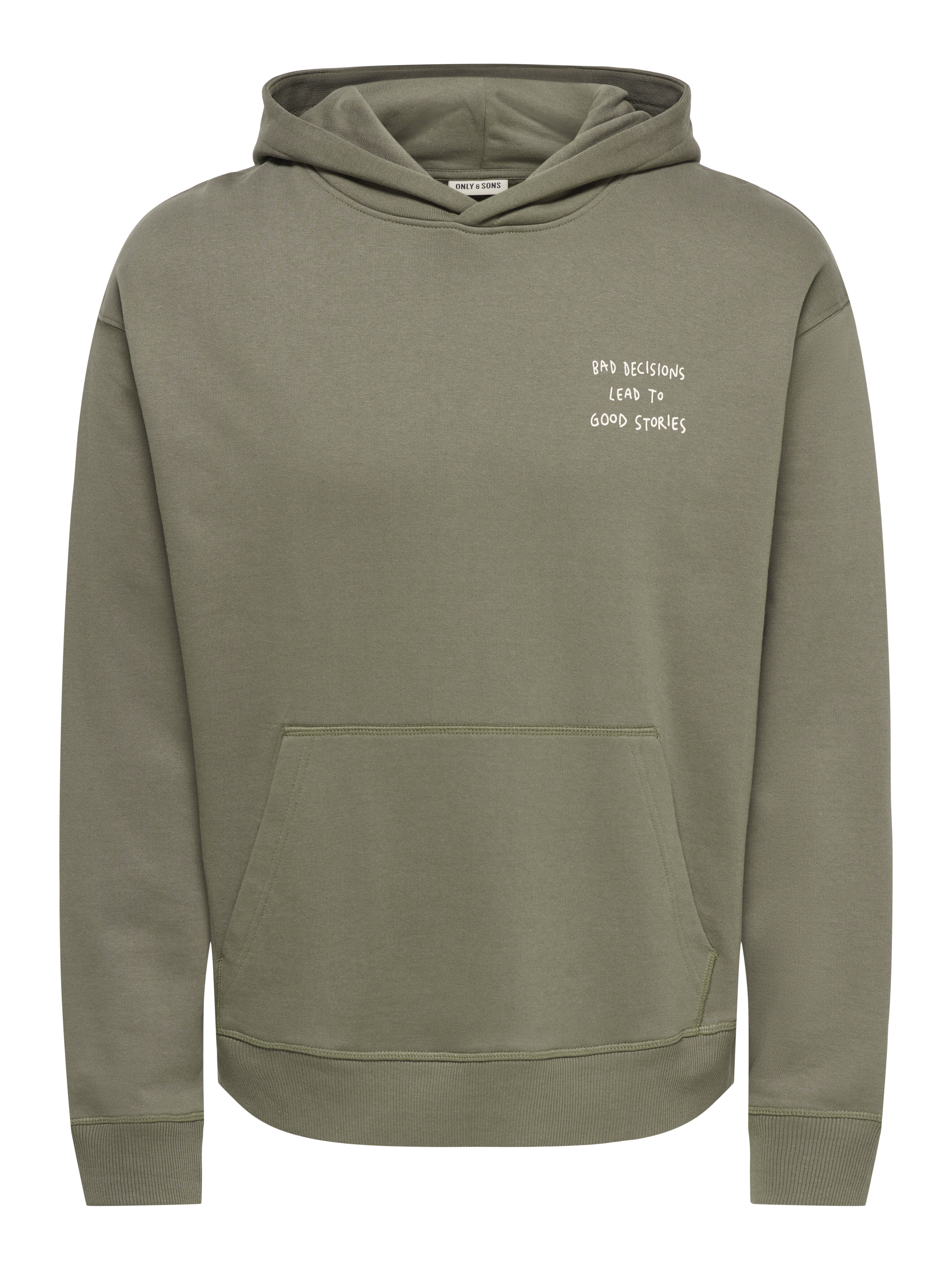 Sweatshirt com Capuz e Detalhe à Frente Verde-claro-3