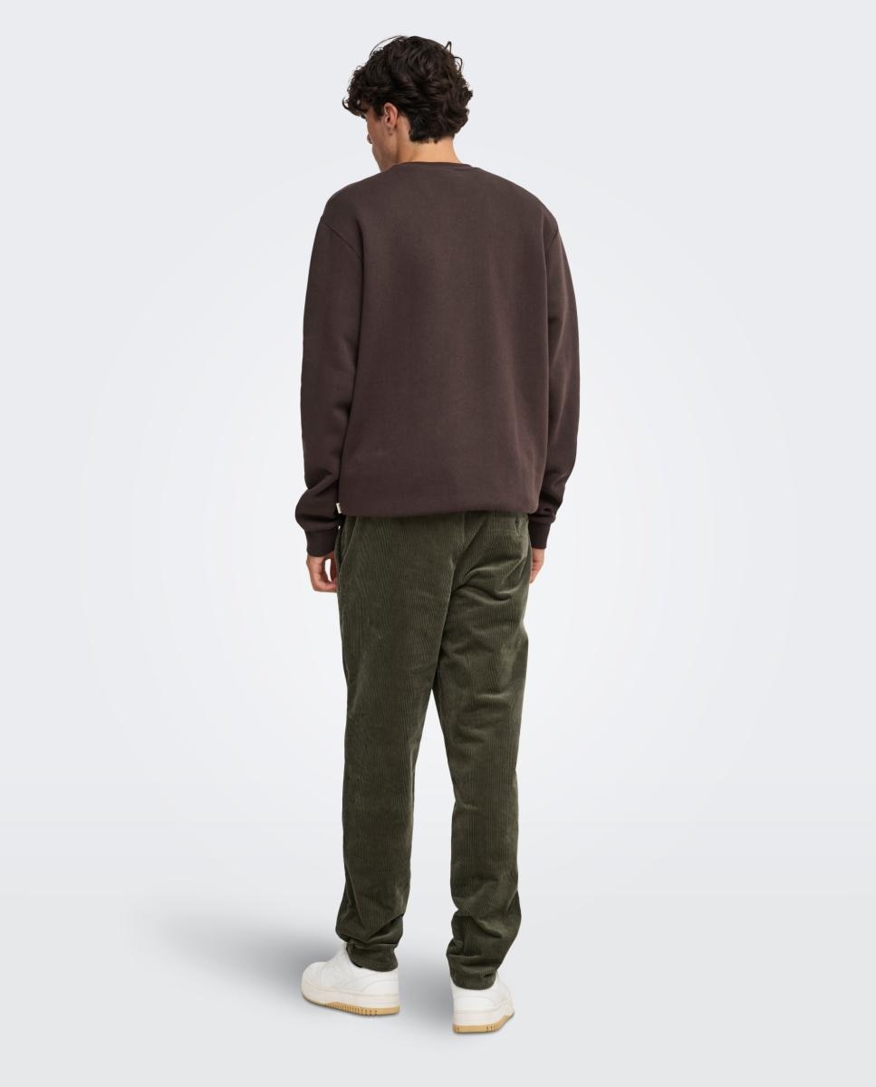 Sudadera de hombre básica con cuello redondo. - Only & Sons - Marrón oscuro Marrón oscuro-2