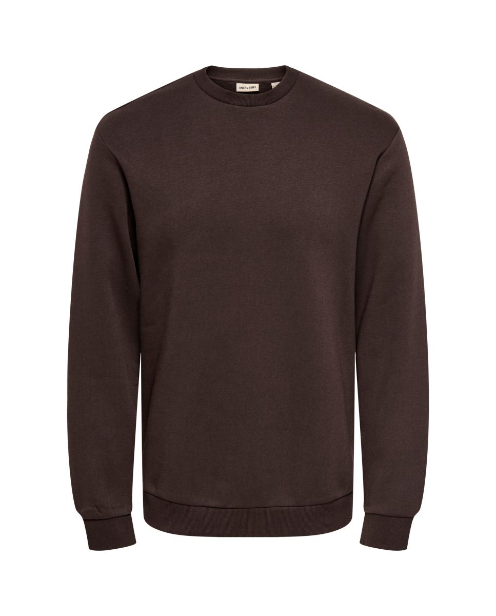 Sudadera de hombre básica con cuello redondo. - Only & Sons - Marrón oscuro Marrón oscuro-5