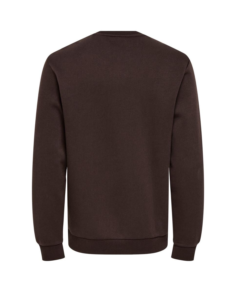 Sudadera de hombre básica con cuello redondo. - Only & Sons - Marrón oscuro Marrón oscuro-6