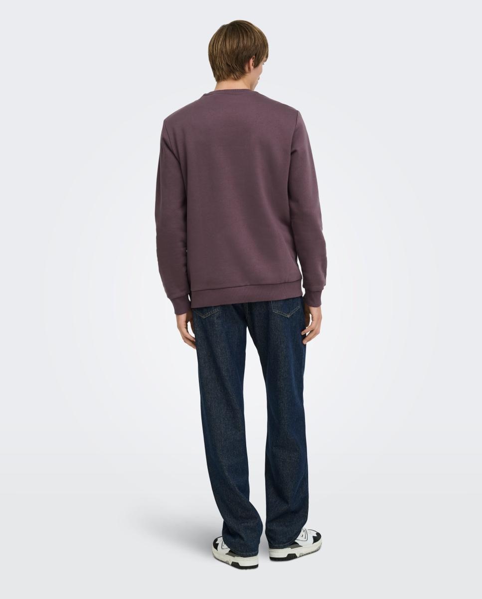 Sudadera de hombre básica con cuello redondo. - Only & Sons - Burdeos Burdeos-2