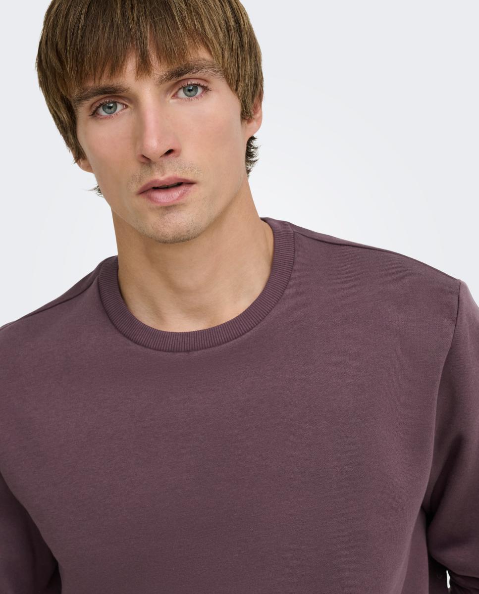 Sudadera de hombre básica con cuello redondo. - Only & Sons - Burdeos Burdeos-4